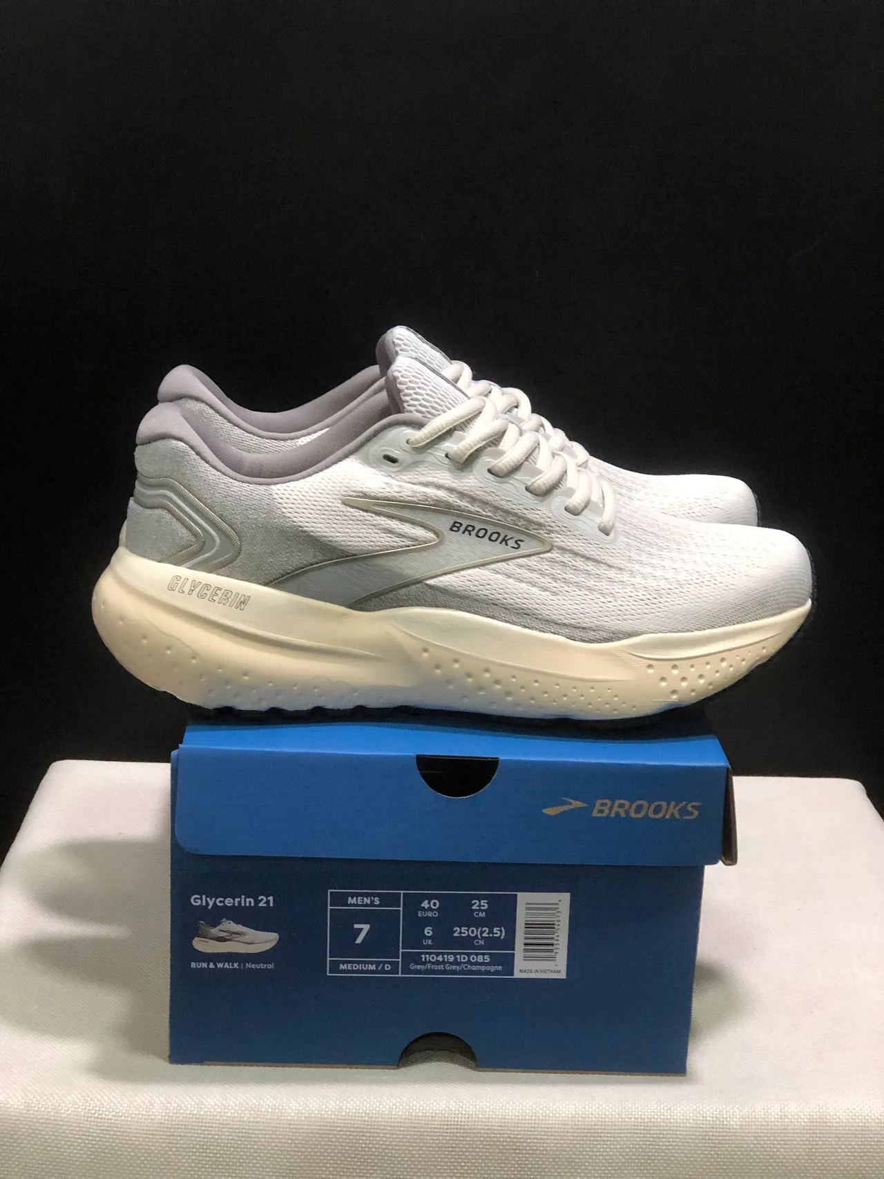 Brooks Glycerin Blanco perla y Gris Zapatillas de correr 3