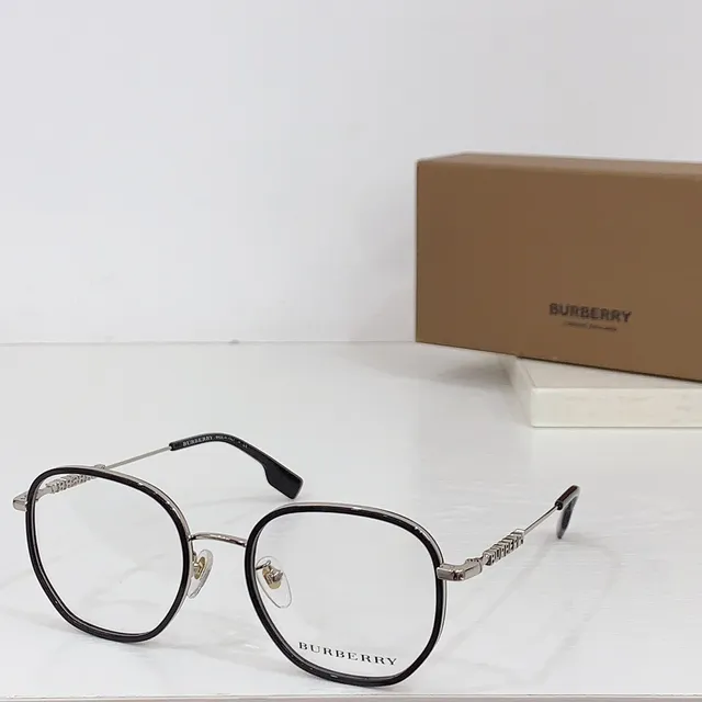 Burberry Óculos Ópticos Montura Oval Preta e Dourada Bicolor 5