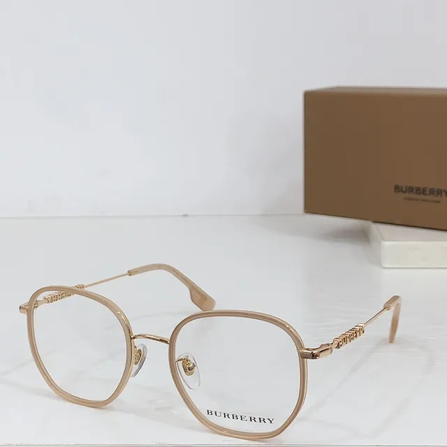 Burberry Óculos Ópticos Montura Oval Preta e Dourada Bicolor 6