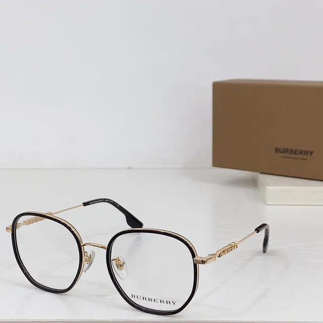 Burberry Óculos Ópticos Montura Oval Preta e Dourada Bicolor 7