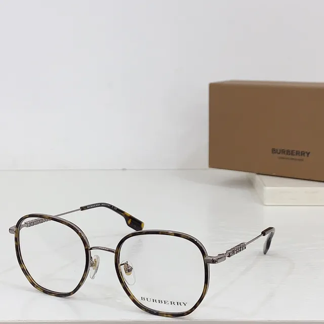 Burberry Óculos Ópticos Montura Oval Preta e Dourada Bicolor 8
