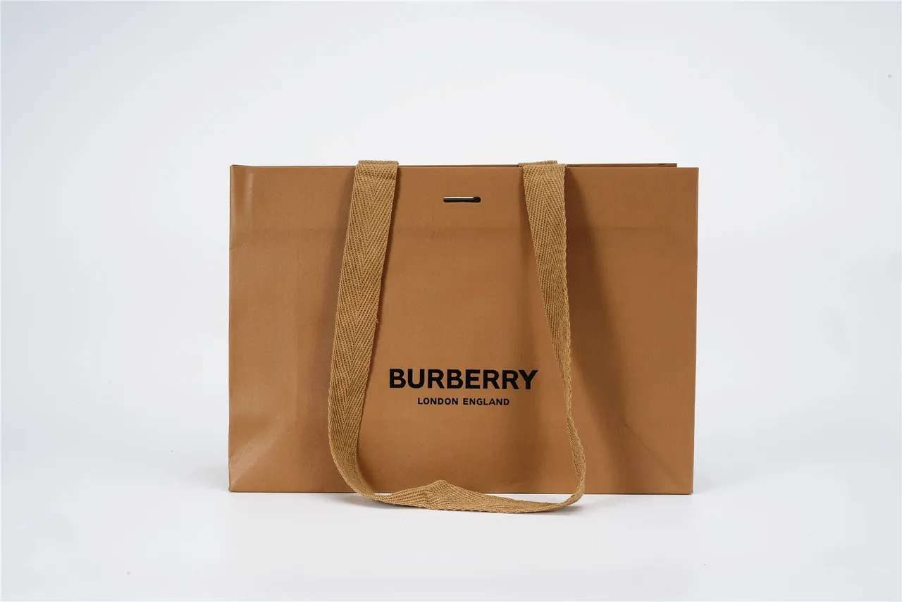 Burberry Marron Beige Papier Kraft Textile Tissé Anses Sac à main 4
