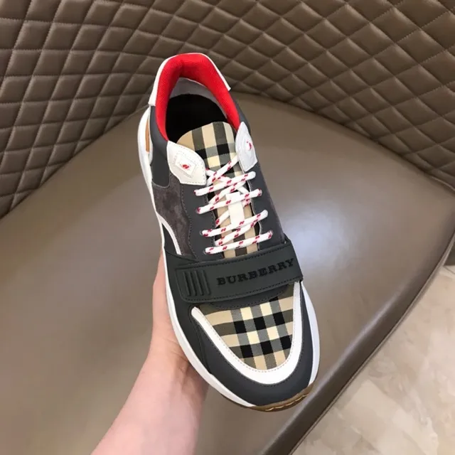 Burberry Knight Black White Sole Check-Pattern Panels Chunky Sneakers 5