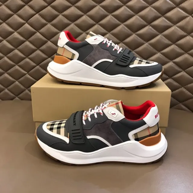 Burberry Knight Black White Sole Check-Pattern Panels Chunky Sneakers 6