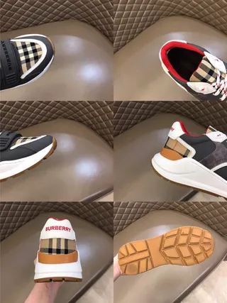 Burberry Knight Black White Sole Check-Pattern Panels Chunky Sneakers 7