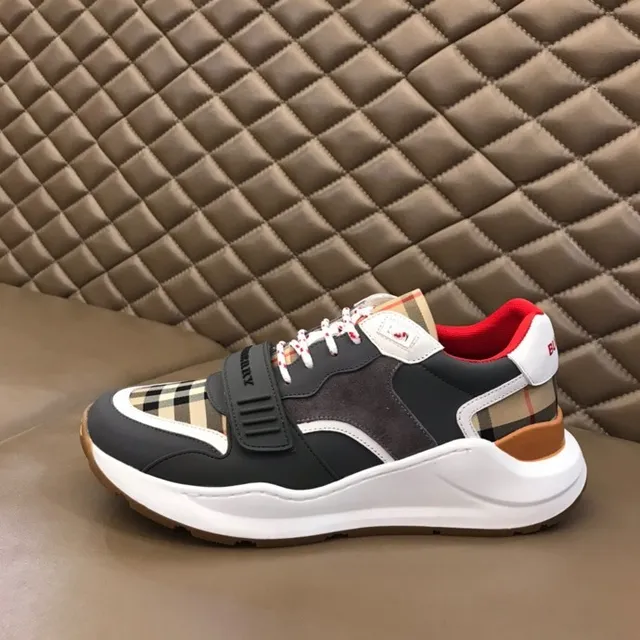 Burberry Knight Black White Sole Check-Pattern Panels Chunky Sneakers 8