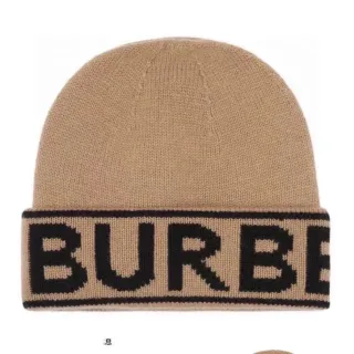 Burberry Logo-Knit বেইজ কালো Rolled Cuff Beanie