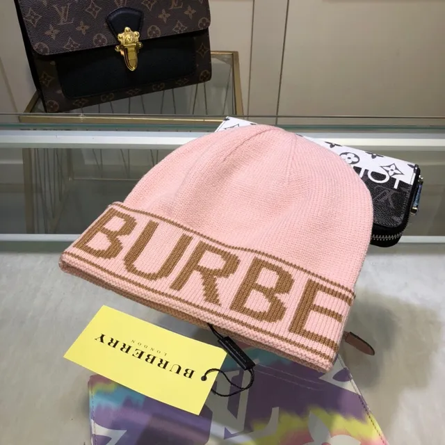 Burberry Logo-Knit bege preto Rolled Cuff Beanie 5
