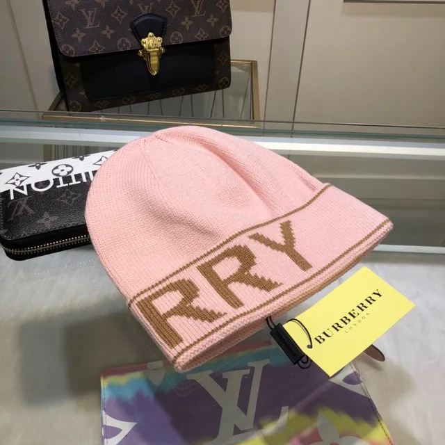 Burberry Logo-Knit bege preto Rolled Cuff Beanie 6