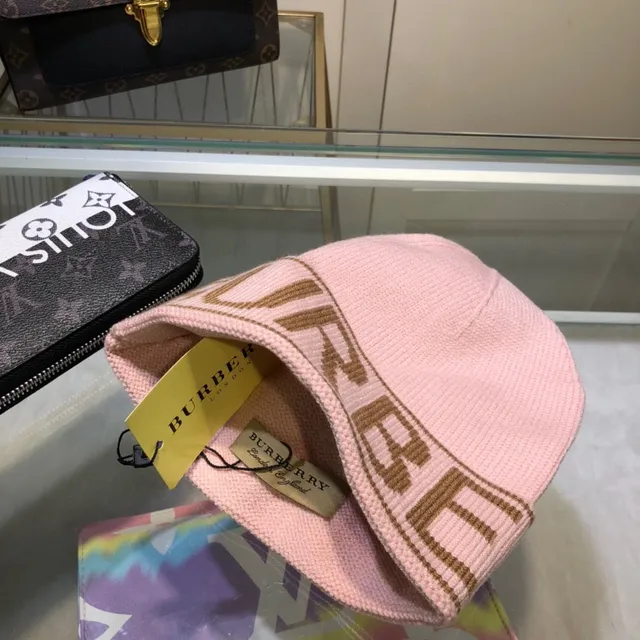 Burberry Logo-Knit bege preto Rolled Cuff Beanie 7