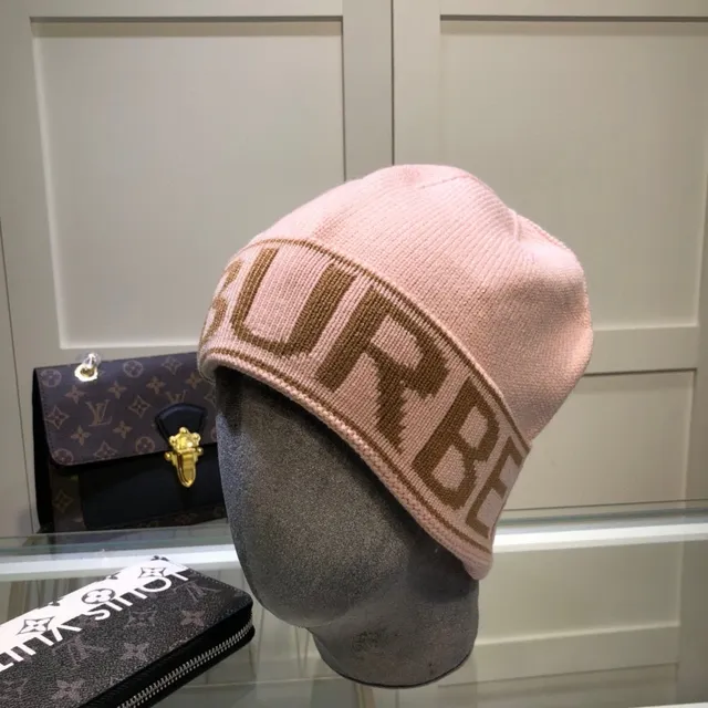 Burberry Logo-Knit bege preto Rolled Cuff Beanie 8