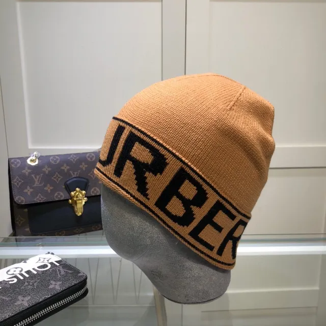Burberry Logo-Knit bege preto Rolled Cuff Beanie 9