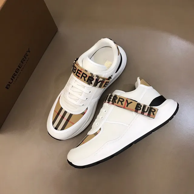 Burberry Lola White Beige Chunky Platform Sole House Check Strap Detail Lifestyle Sneakers 4