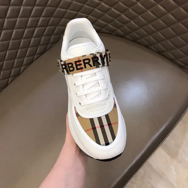 Burberry Lola White Beige Chunky Platform Sole House Check Strap Detail Lifestyle Sneakers 5