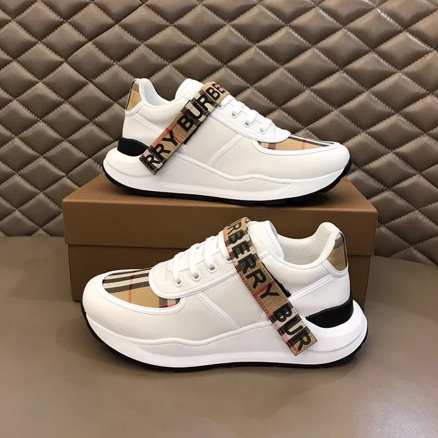 Burberry Lola White Beige Chunky Platform Sole House Check Strap Detail Lifestyle Sneakers 8