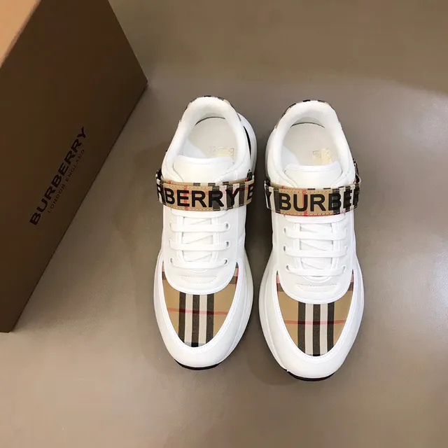 Burberry Lola White Beige Chunky Platform Sole House Check Strap Detail Lifestyle Sneakers 9