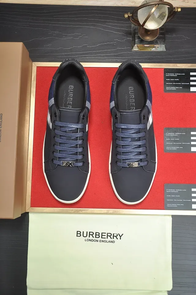 Burberry Navy Check Panel Lifestyle Sneakers 3