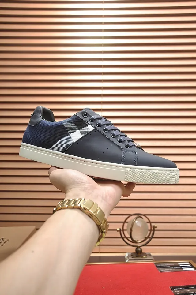 Burberry Navy Check Panel Lifestyle Sneakers 4