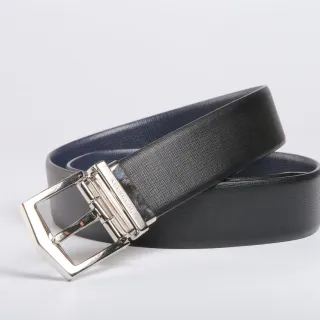 Burberry Reversible Textured Black Navy Leather Belt