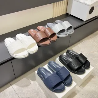 Burberry TB Logo Slide White Molded Monochrome Embossed Strap Slippers