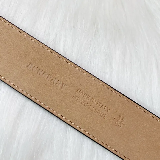 Burberry TB Monogram नारंगी इनेमेल बकल चमड़े की बेल्ट 2