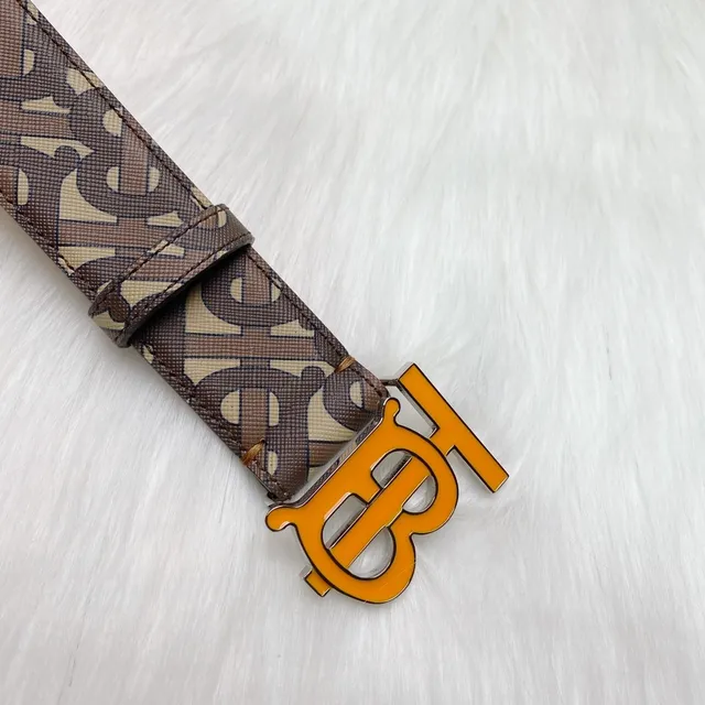 Burberry TB Monogram नारंगी इनेमेल बकल चमड़े की बेल्ट 4