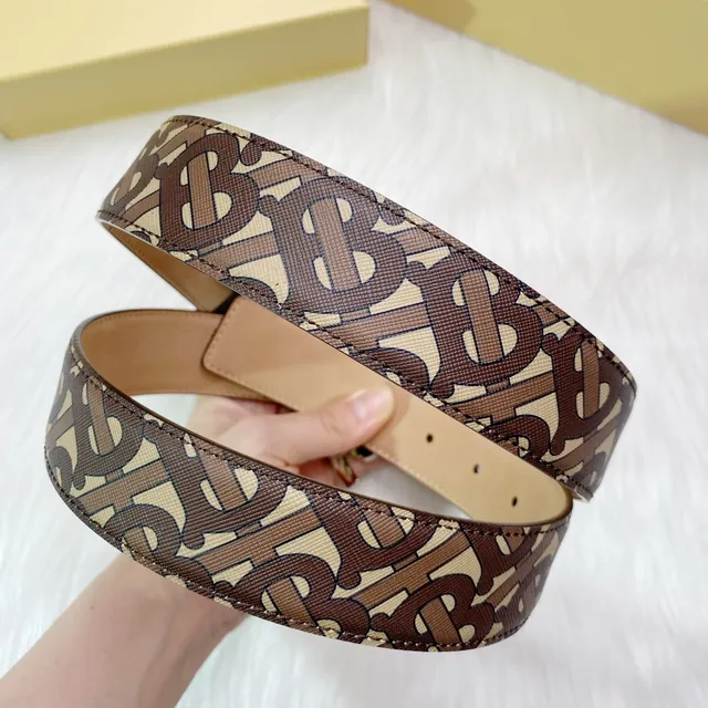 Burberry TB Monogram नारंगी इनेमेल बकल चमड़े की बेल्ट 7