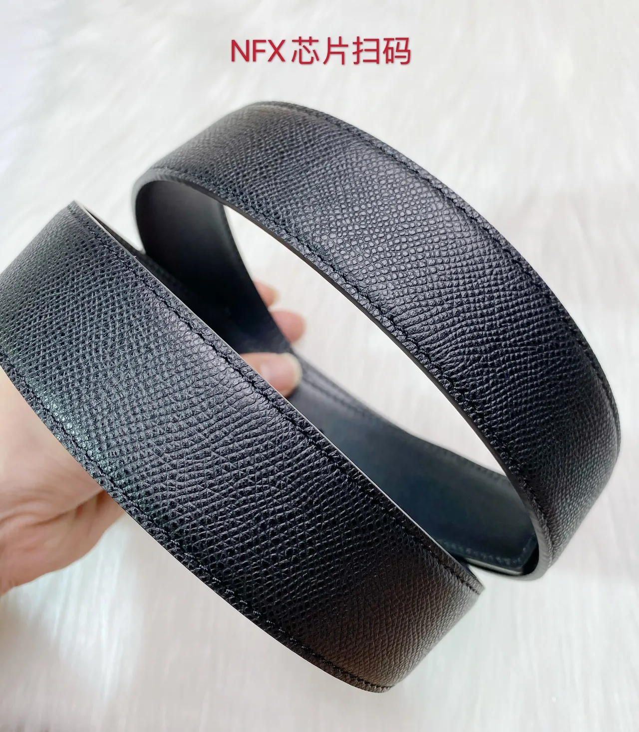 Burberry TB Monogram Black Textured Leather Belt 3