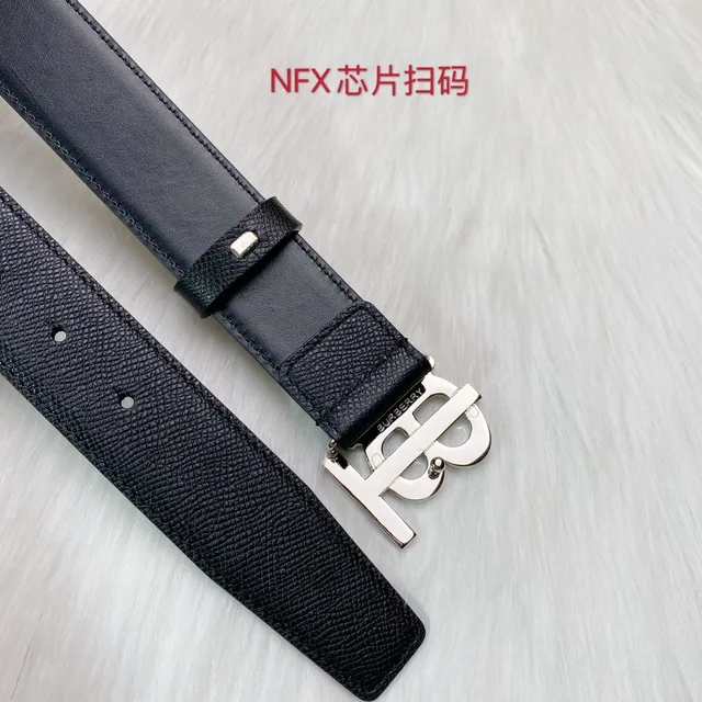 Burberry TB Monogram Black Textured Leather Belt 4