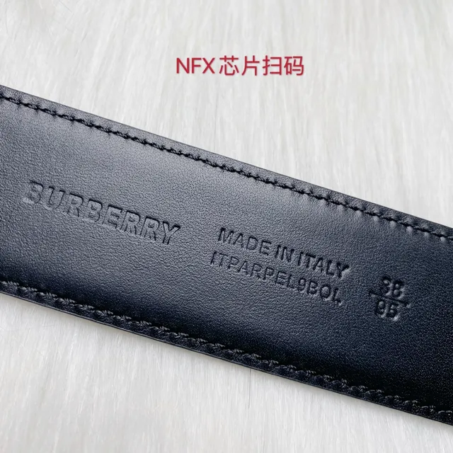 Burberry TB Monogram Black Textured Leather Belt 5