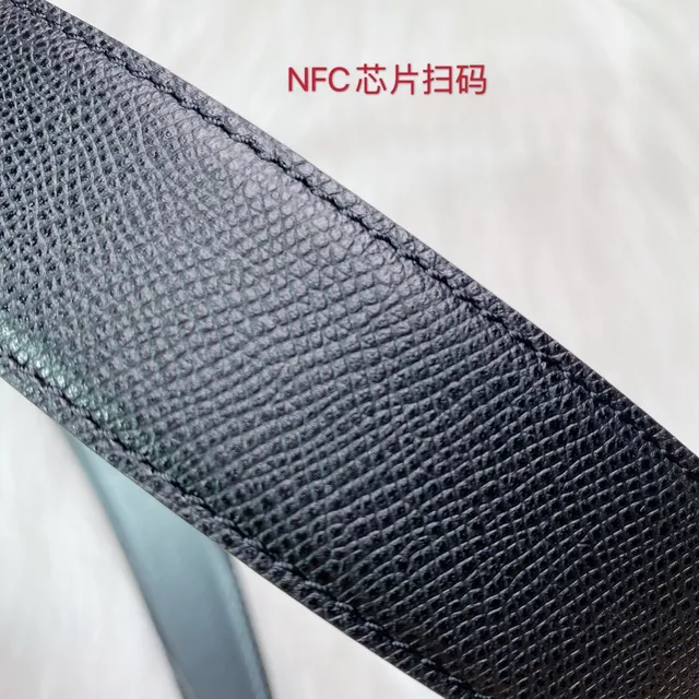 Burberry TB Monogram Black Textured Leather Belt 6