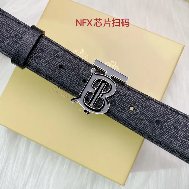 Burberry TB Monogram Black Textured Leather Belt 8