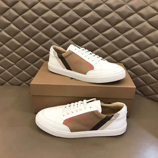 Burberry White Beige Leather House Check Side Panel Lifestyle Sneakers 7