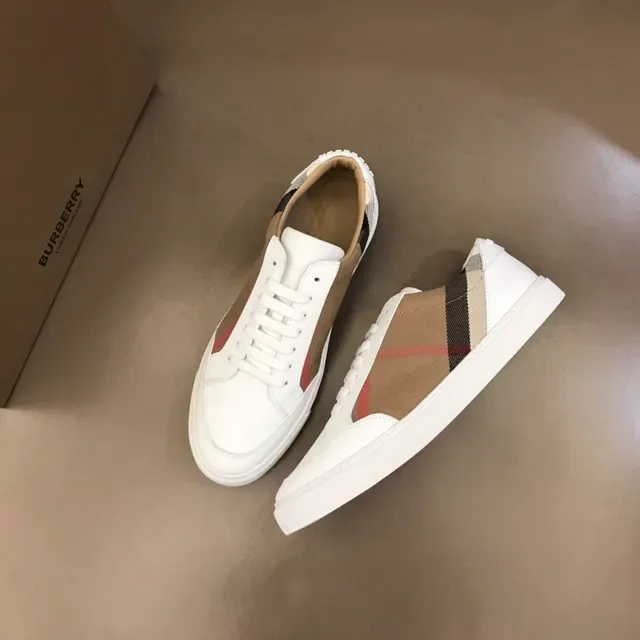 Burberry White Beige Leather House Check Side Panel Lifestyle Sneakers 8