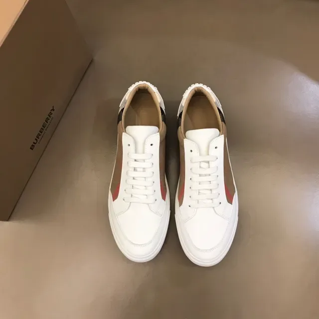 Burberry White Beige Leather House Check Side Panel Lifestyle Sneakers 9
