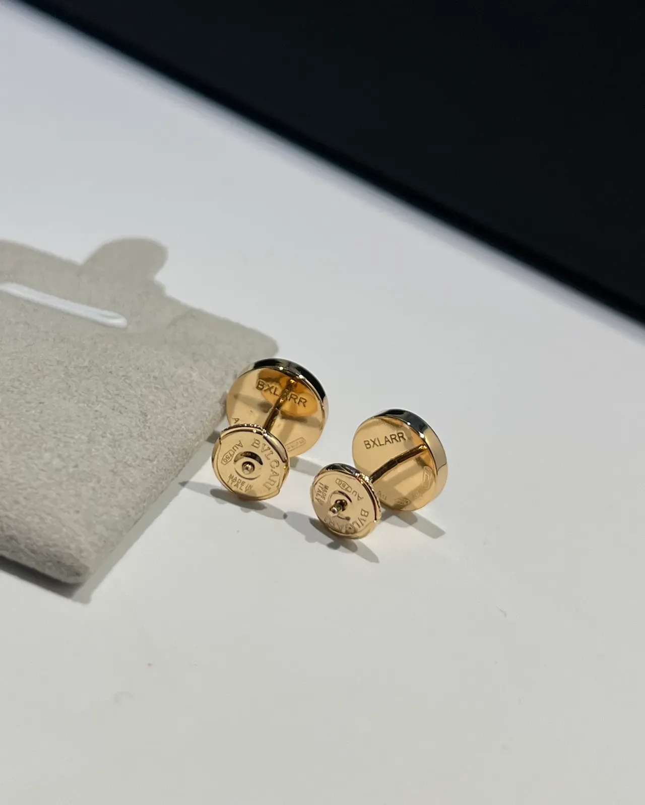 Bvlgari B.zero1 Black Gold Circular Stud Engraved Logo Earrings 5
