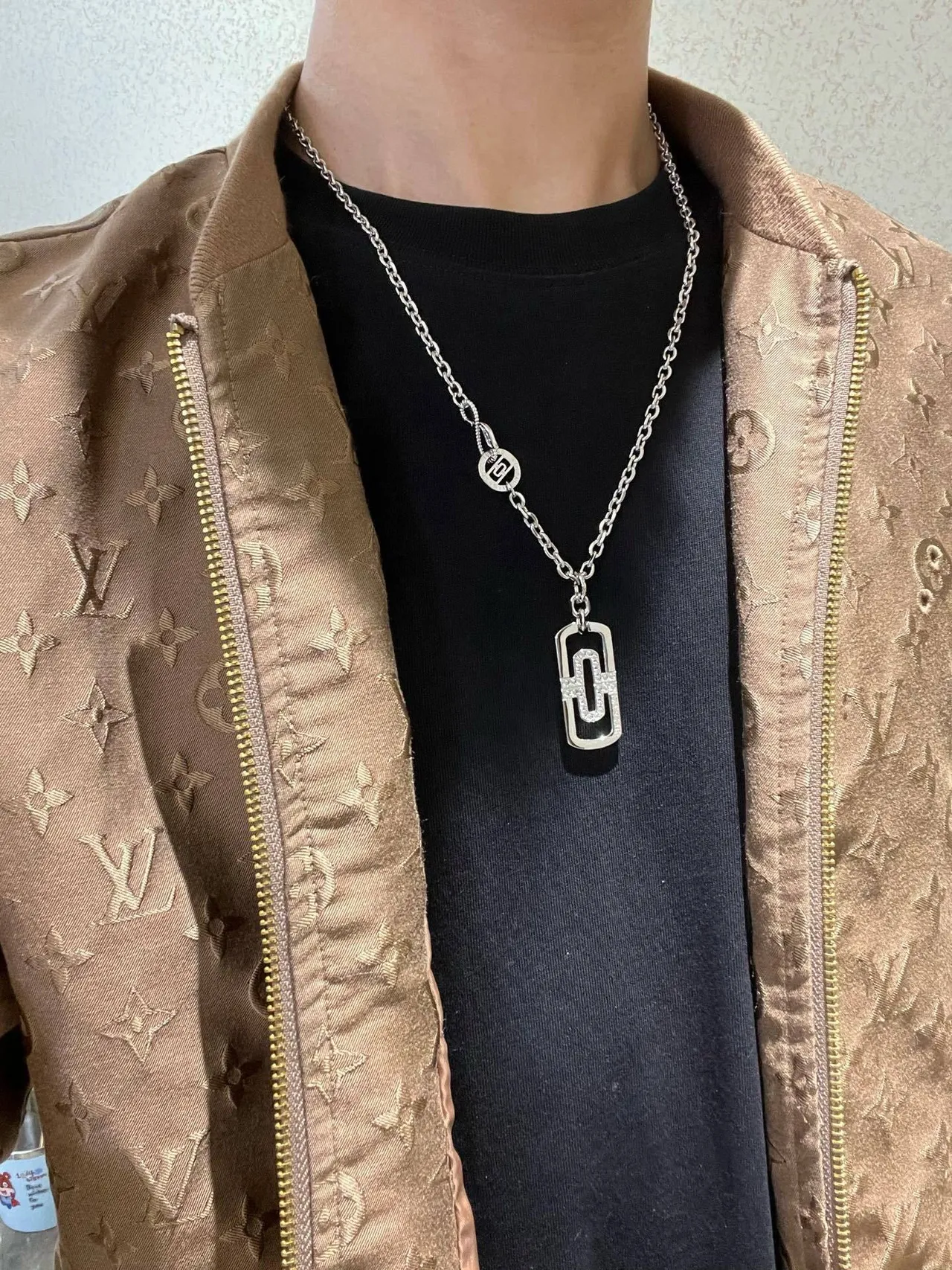 Bvlgari B.zero1 几何 Pavé 银色项链 5