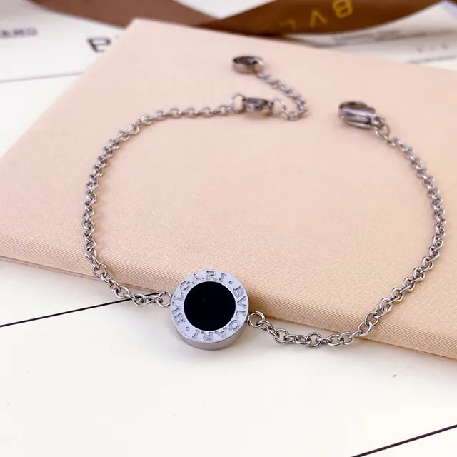 Bvlgari B.zero1 Pulseira corrente Rolo ouro preto charme gravado circular 2