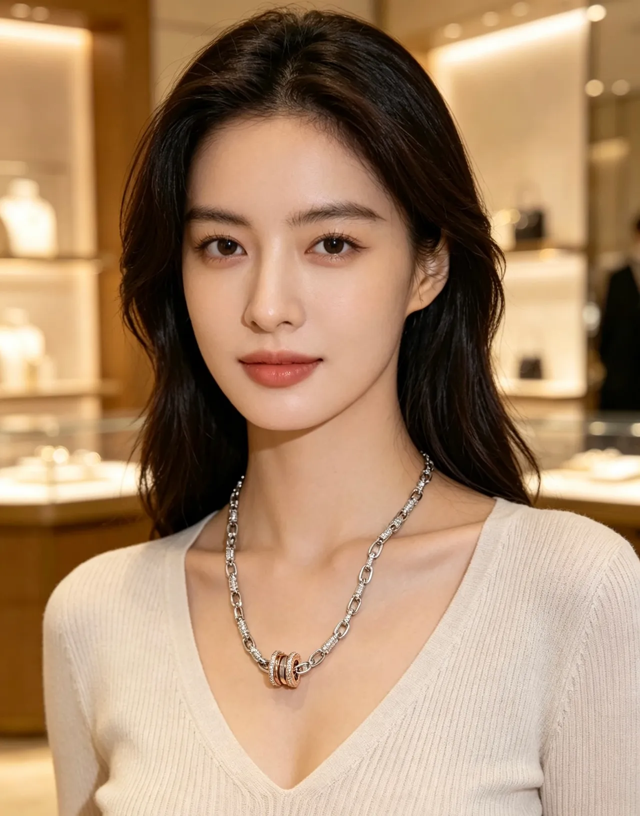 Bvlgari B.zero1 多色调钻石镶嵌旋转戒指项链 3