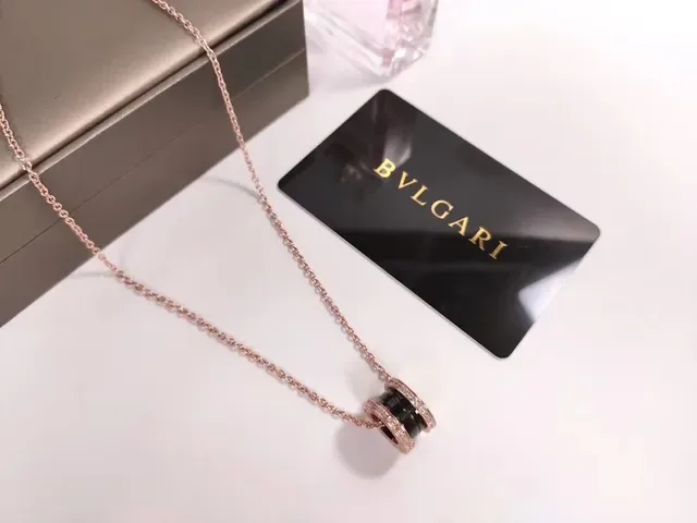 Bvlgari B.zero1 玫瑰金 黑陶瓷 镶钻 项链 7