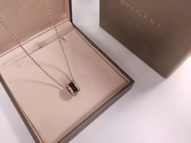 Bvlgari B.zero1 玫瑰金 黑陶瓷 镶钻 项链 8