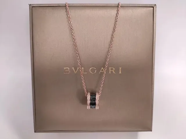 Bvlgari B.zero1 玫瑰金 黑陶瓷 镶钻 项链 9