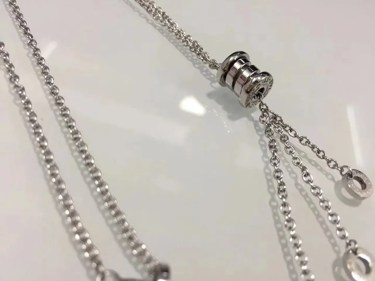 Bvlgari Fiore di 银金色 圆柱吊坠 流苏链坠饰 项链 2
