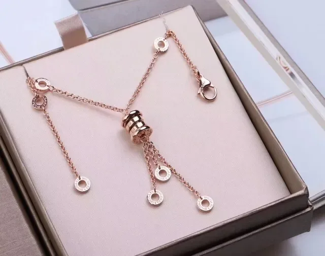 Bvlgari Fiore di 银金色 圆柱吊坠 流苏链坠饰 项链 3