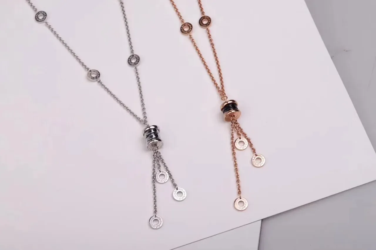 Bvlgari Fiore di 银金色 圆柱吊坠 流苏链坠饰 项链 5