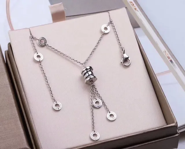 Bvlgari Fiore di 银金色 圆柱吊坠 流苏链坠饰 项链 6