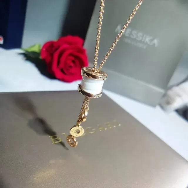Bvlgari Fiore di 银金色 圆柱吊坠 流苏链坠饰 项链 8