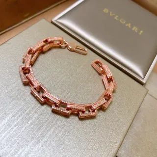 Bvlgari Geometric Rectangular Link Rose-Gold Bracelet
