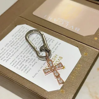 Bvlgari سوار ذهبي فضي على شكل الصليب بفافي كريستال