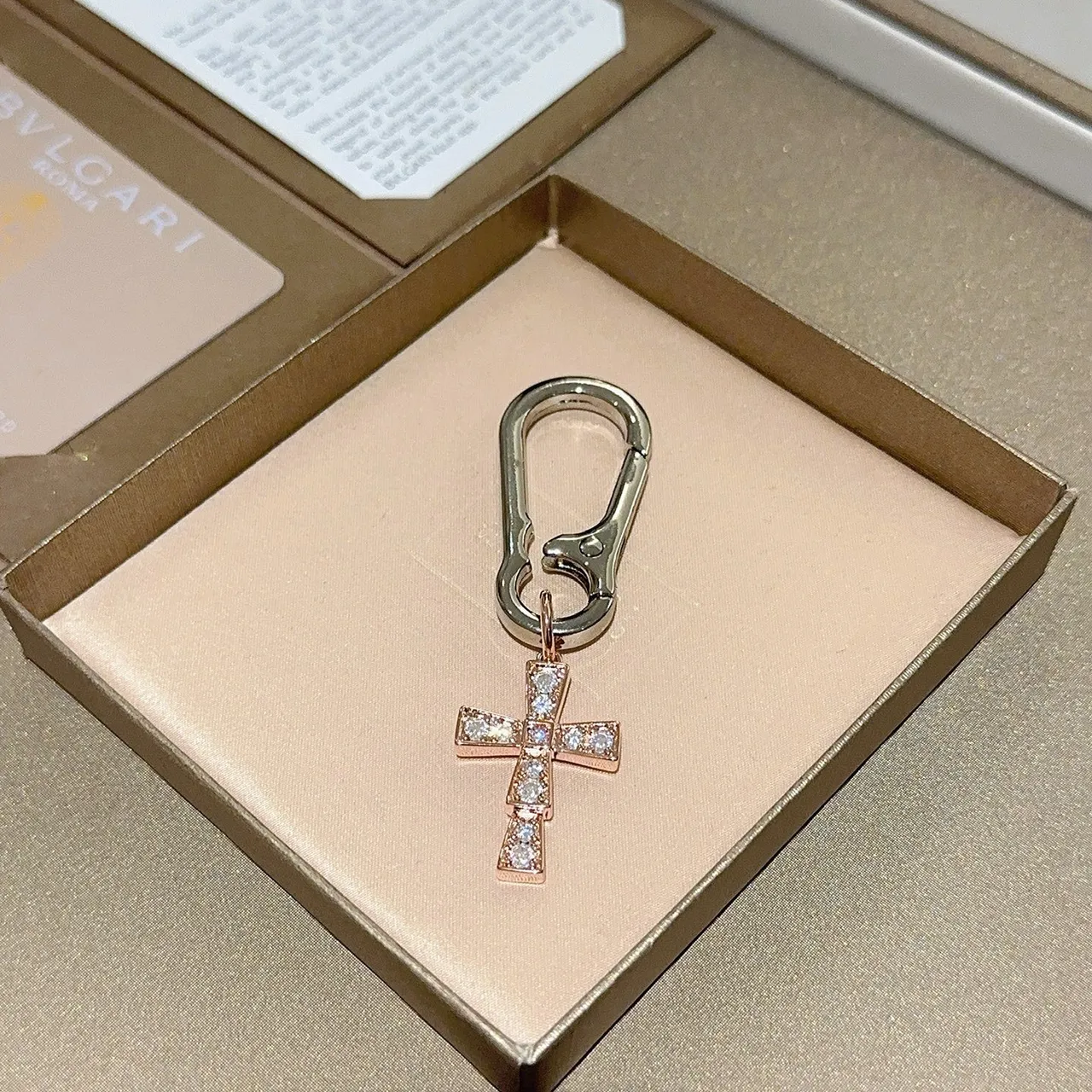 Bvlgari Gold Silver Cross-Shaped Pavé-Crystal Bracelet 2